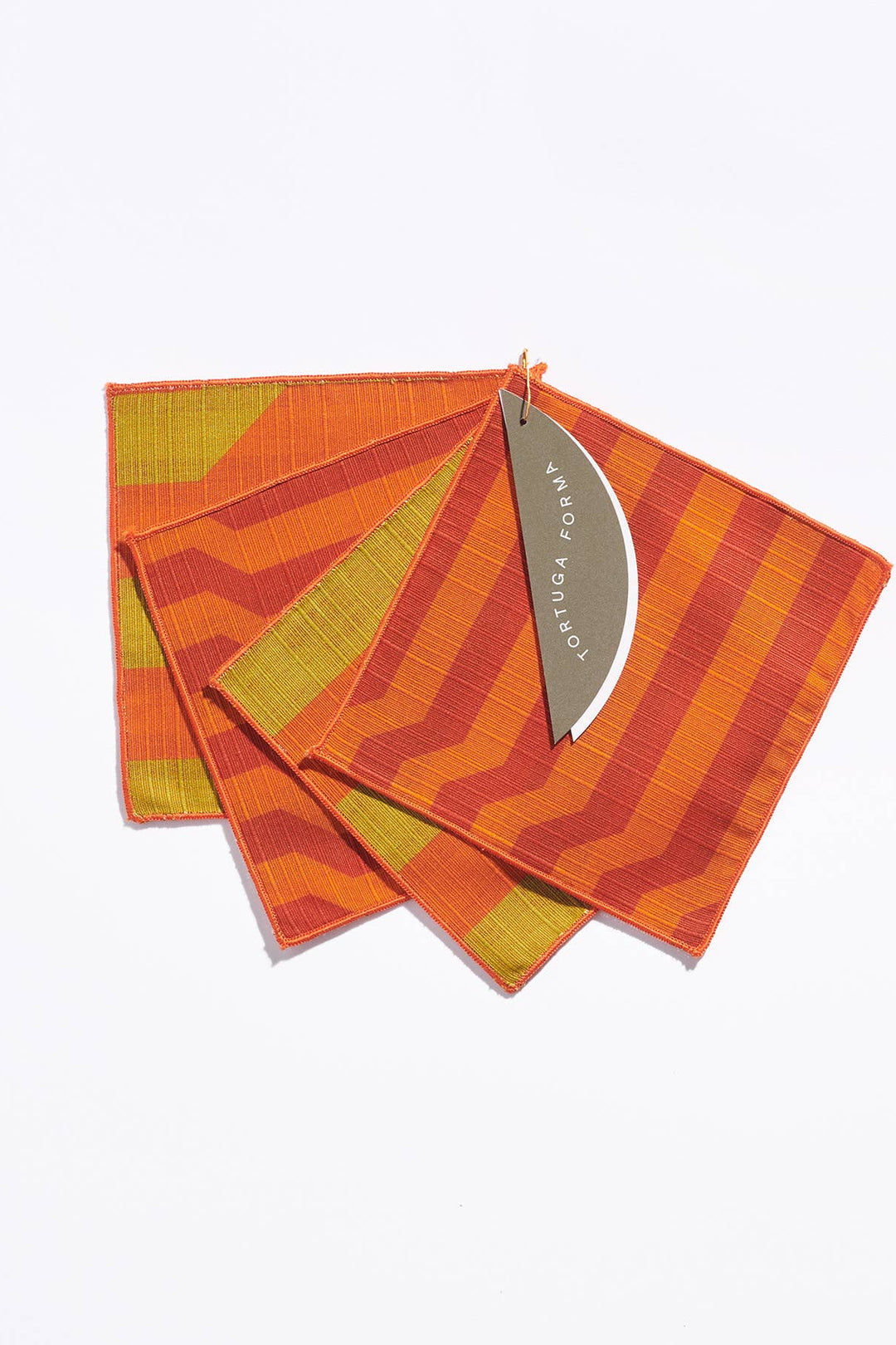 Cocktail Napkin Double Sided Stripe Vermillion