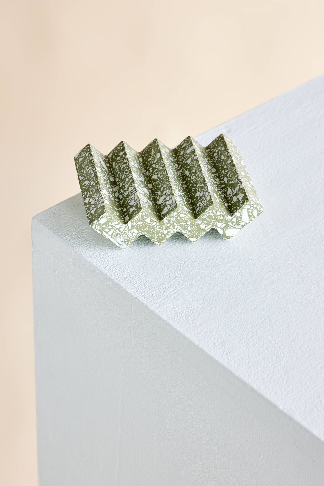Zig-Zag Olive & White Terrazzo Soap Dish