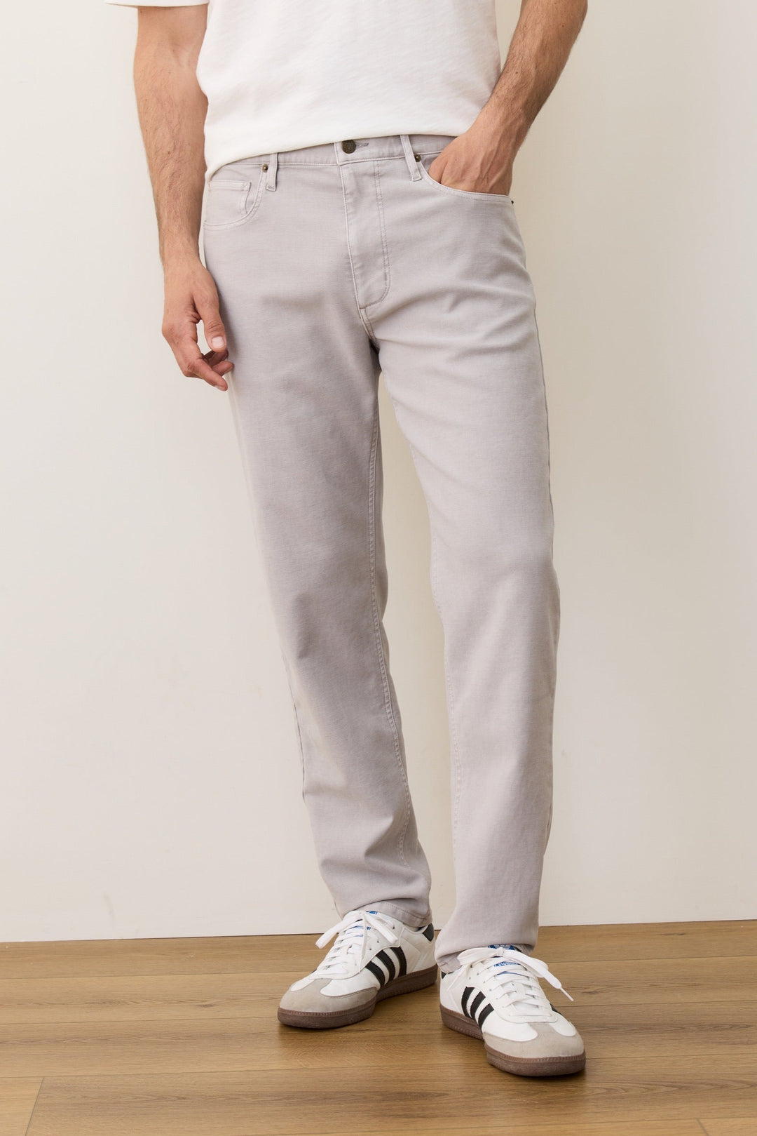 5 Pocket Slim Straight Twill Pant | Light Grey