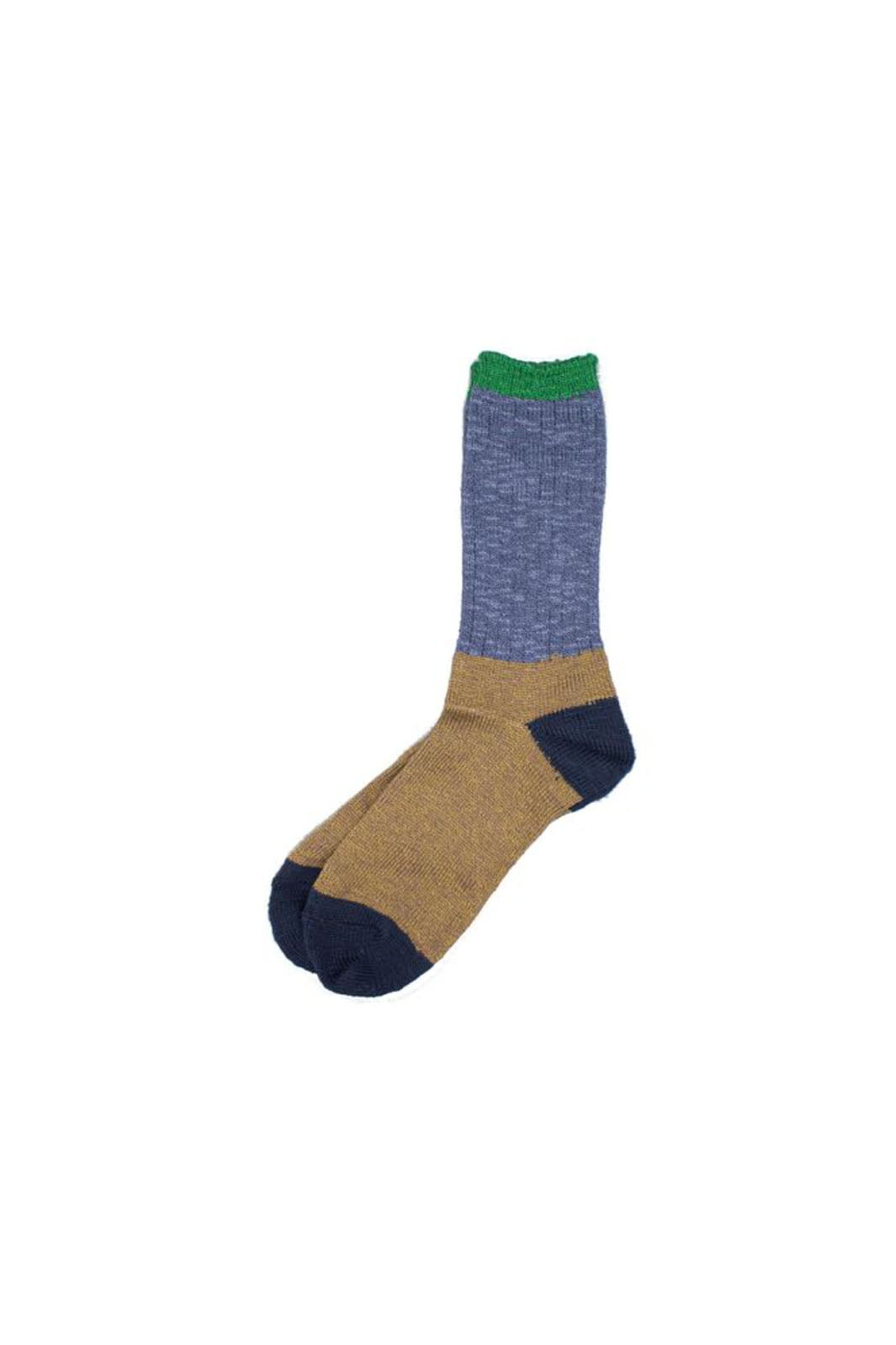 Slub Panel Crew Socks - Indigo