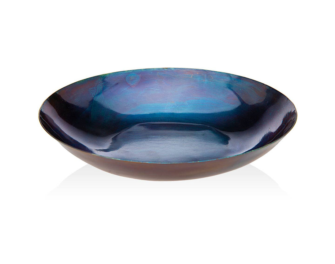 Iridescent Blue 6.5" Round Brass Bowl
