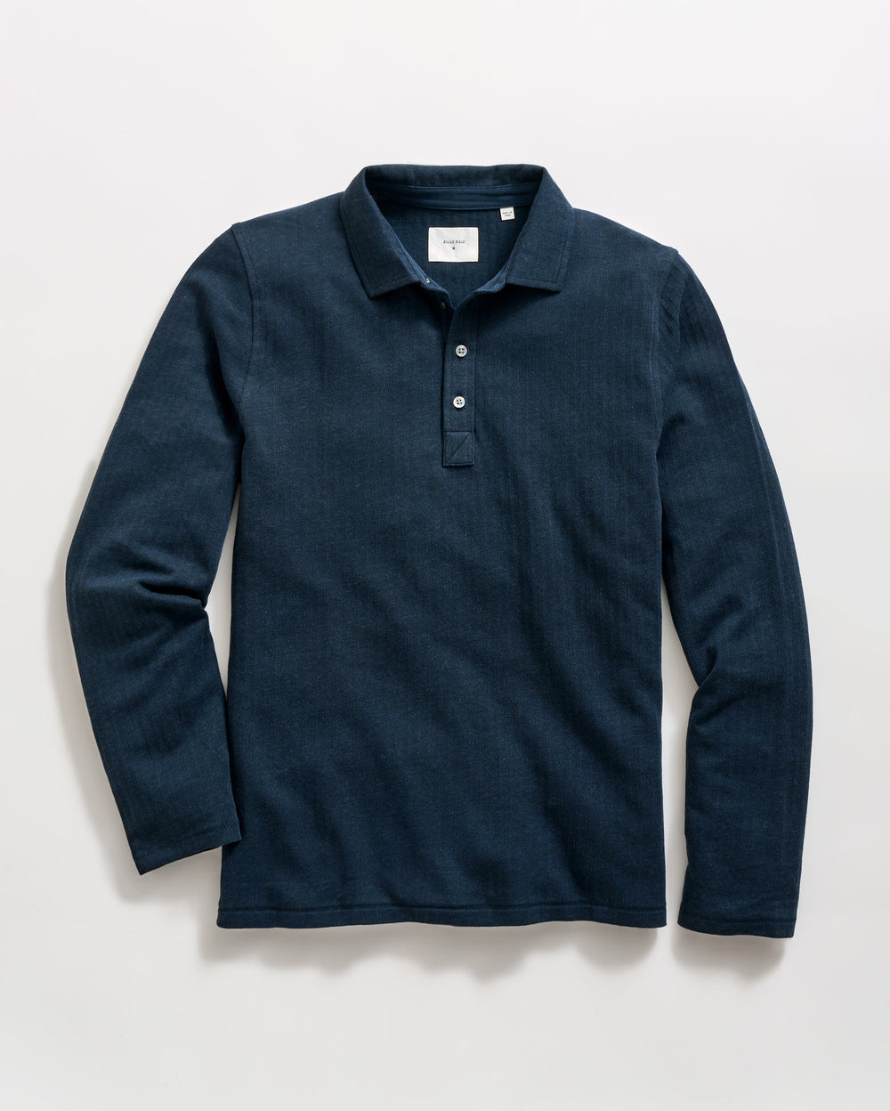 Long-Sleeve Herringbone Polo | Carbon Blue