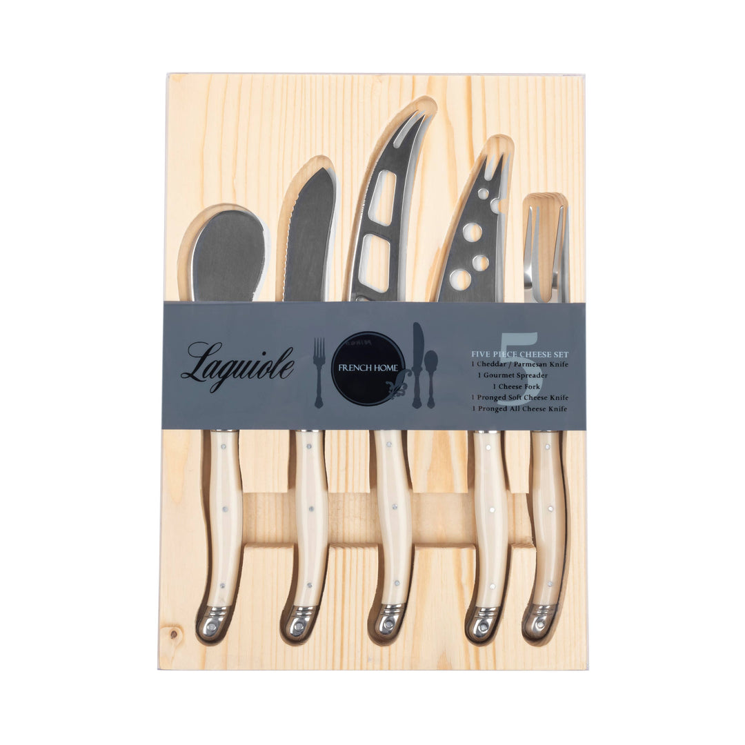 Laguiole 5-Piece Artisan Tortoise Shell Cheese Knife Set