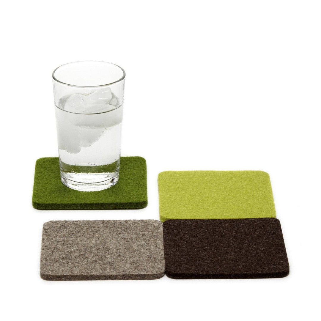 Bierfilzl Merino Wool Felt Square Coaster Multi 4 Pack