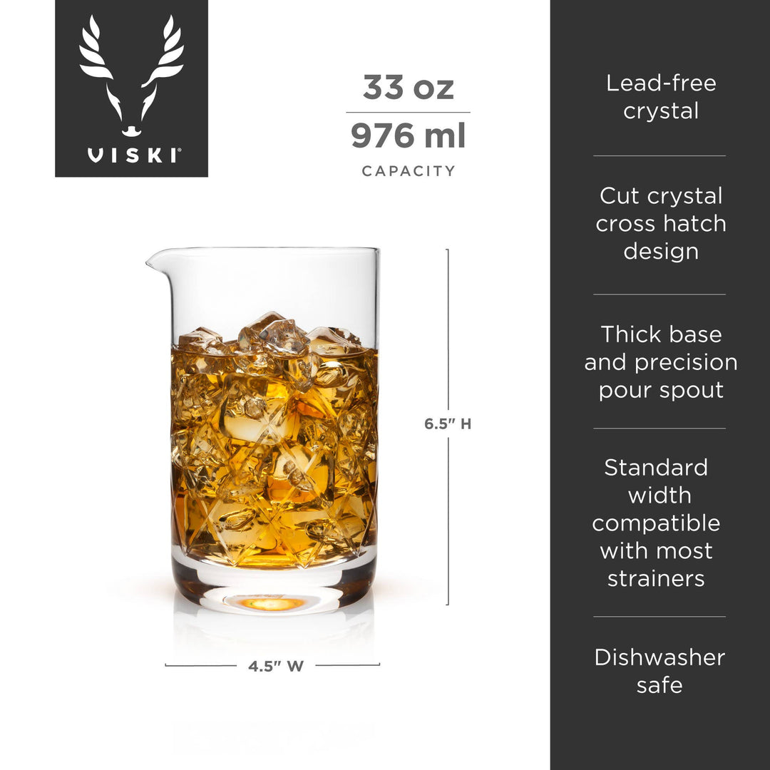 Viski Professional Extra Large Crystal Cocktail Mixing Glass
