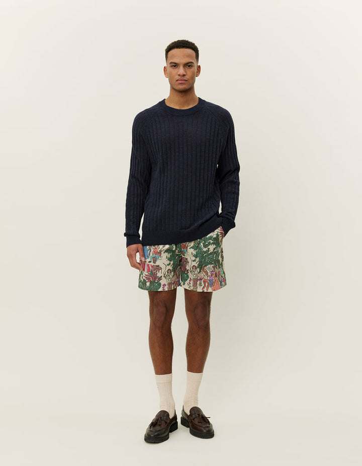 Fabian Linen Crewneck Knit | Dark Navy