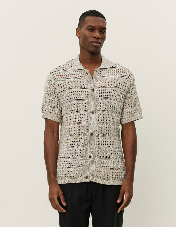 Elvin Structure Knitted SS Shirt | Light Sand