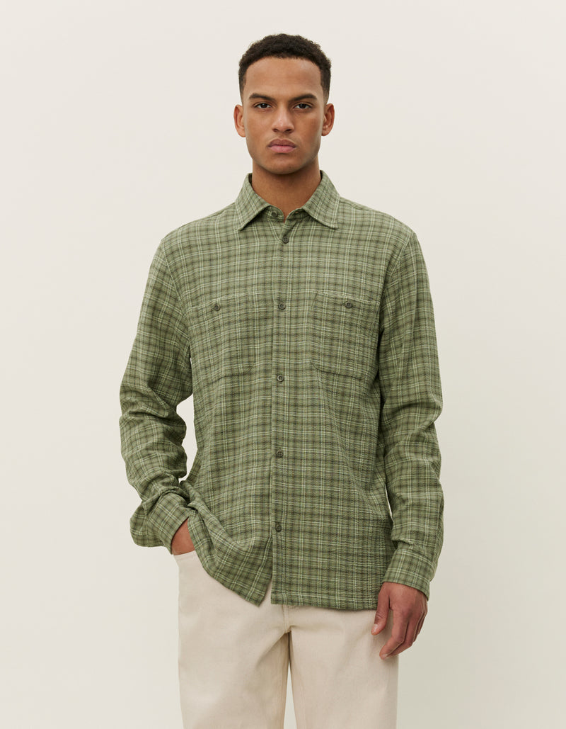 John Check Shirt | Olive Night