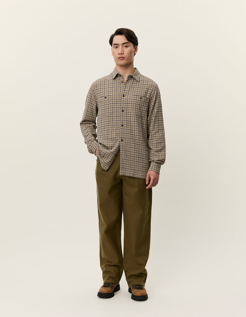 John Check Shirt | Dark Sand