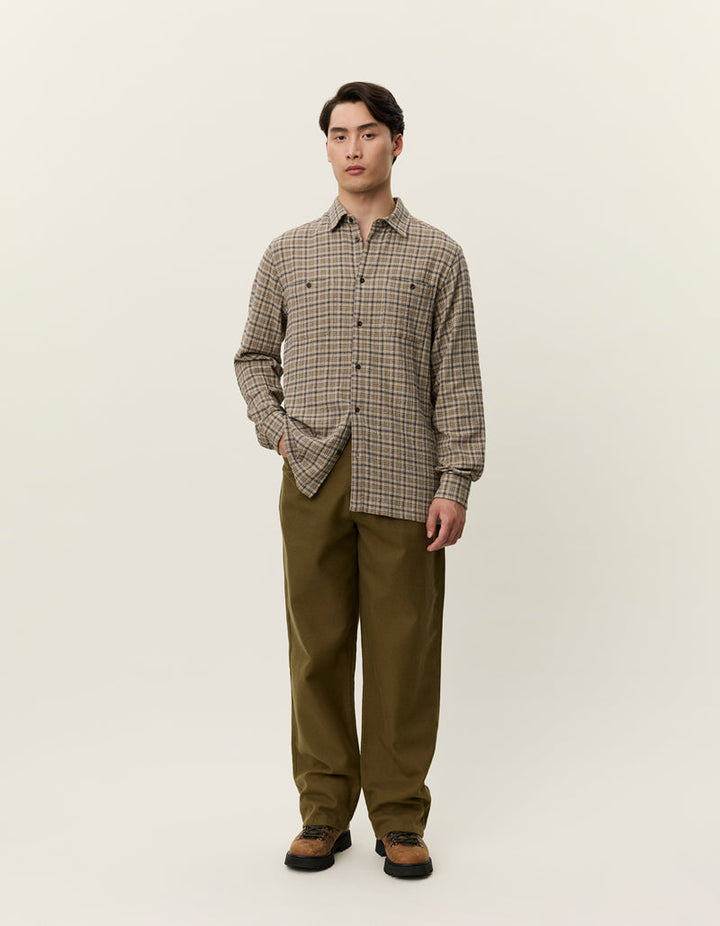 John Check Shirt | Dark Sand