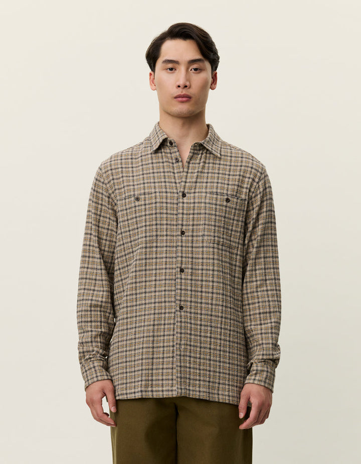 John Check Shirt | Dark Sand