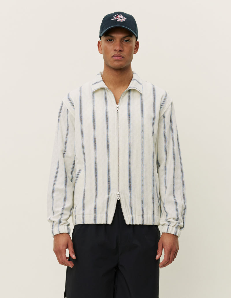 Stanley Check Dobby Track Top | Light Ivory
