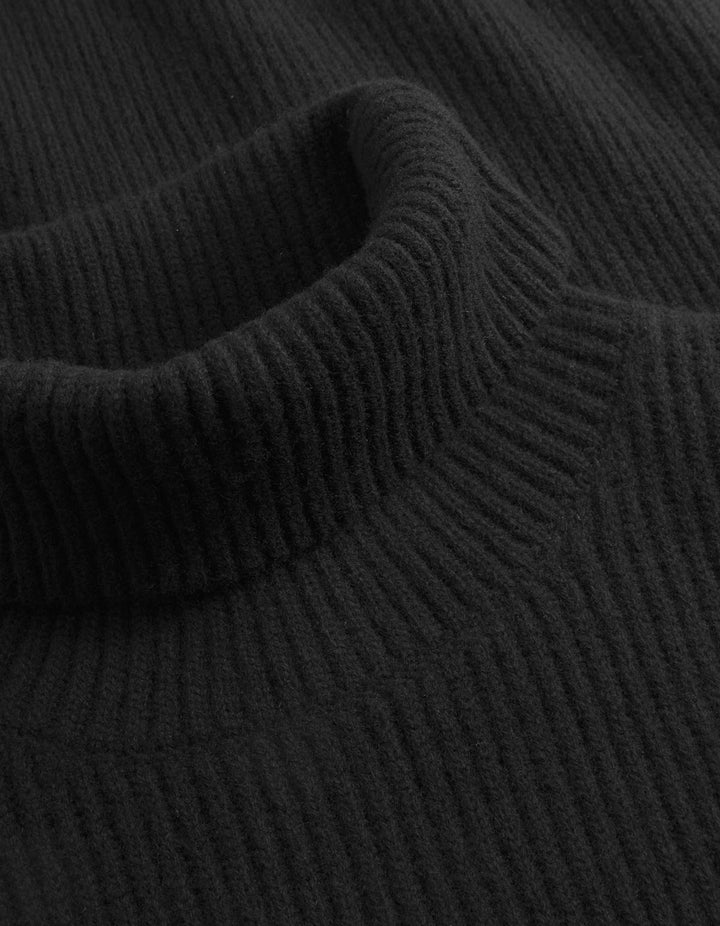Eddie Wool Rib Rollneck Knit | Black