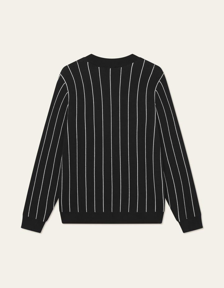 Gaston Jacquard Pinstripe Knit | Black