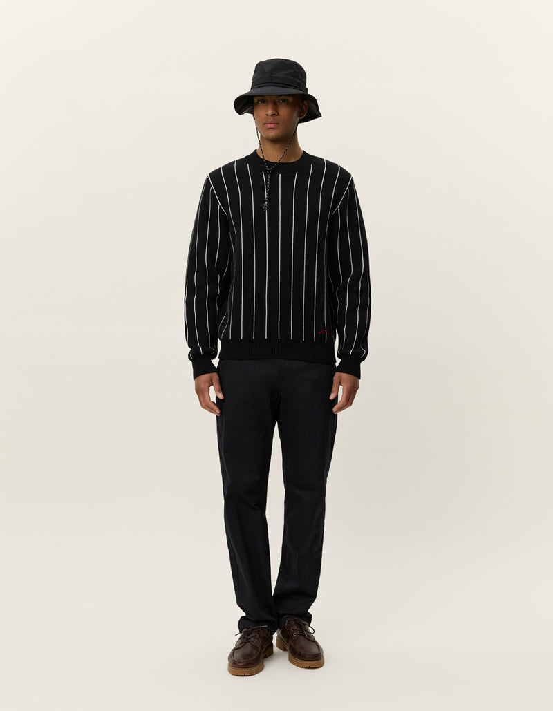 Gaston Jacquard Pinstripe Knit | Black