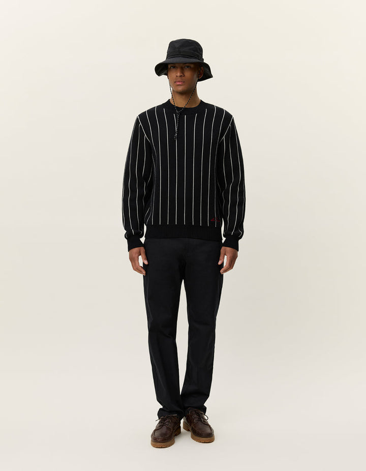 Gaston Jacquard Pinstripe Knit | Black