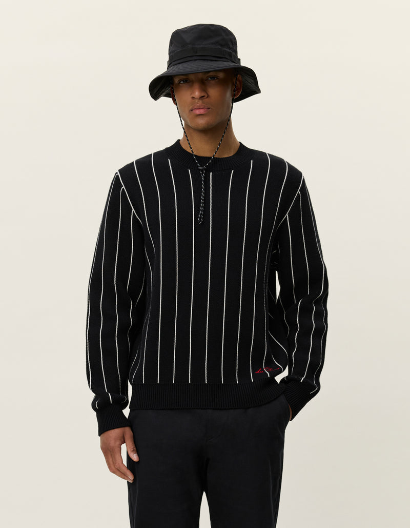 Gaston Jacquard Pinstripe Knit | Black