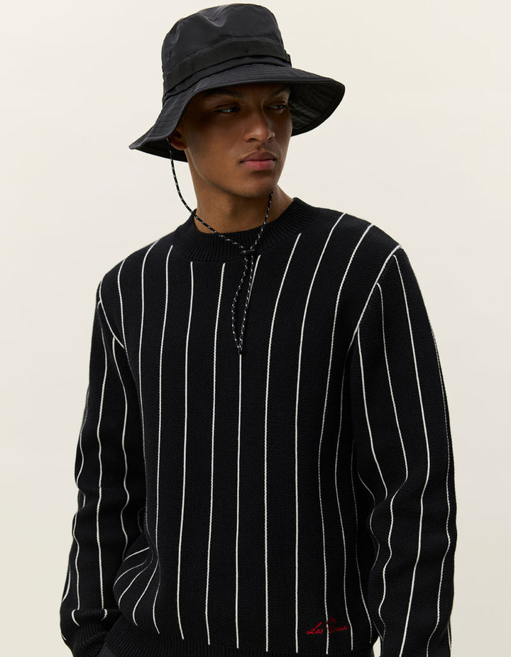 Gaston Jacquard Pinstripe Knit | Black