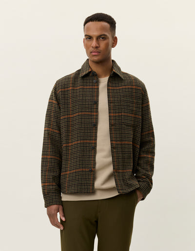 Kody Houndstooth Overshirt | Teak Brown