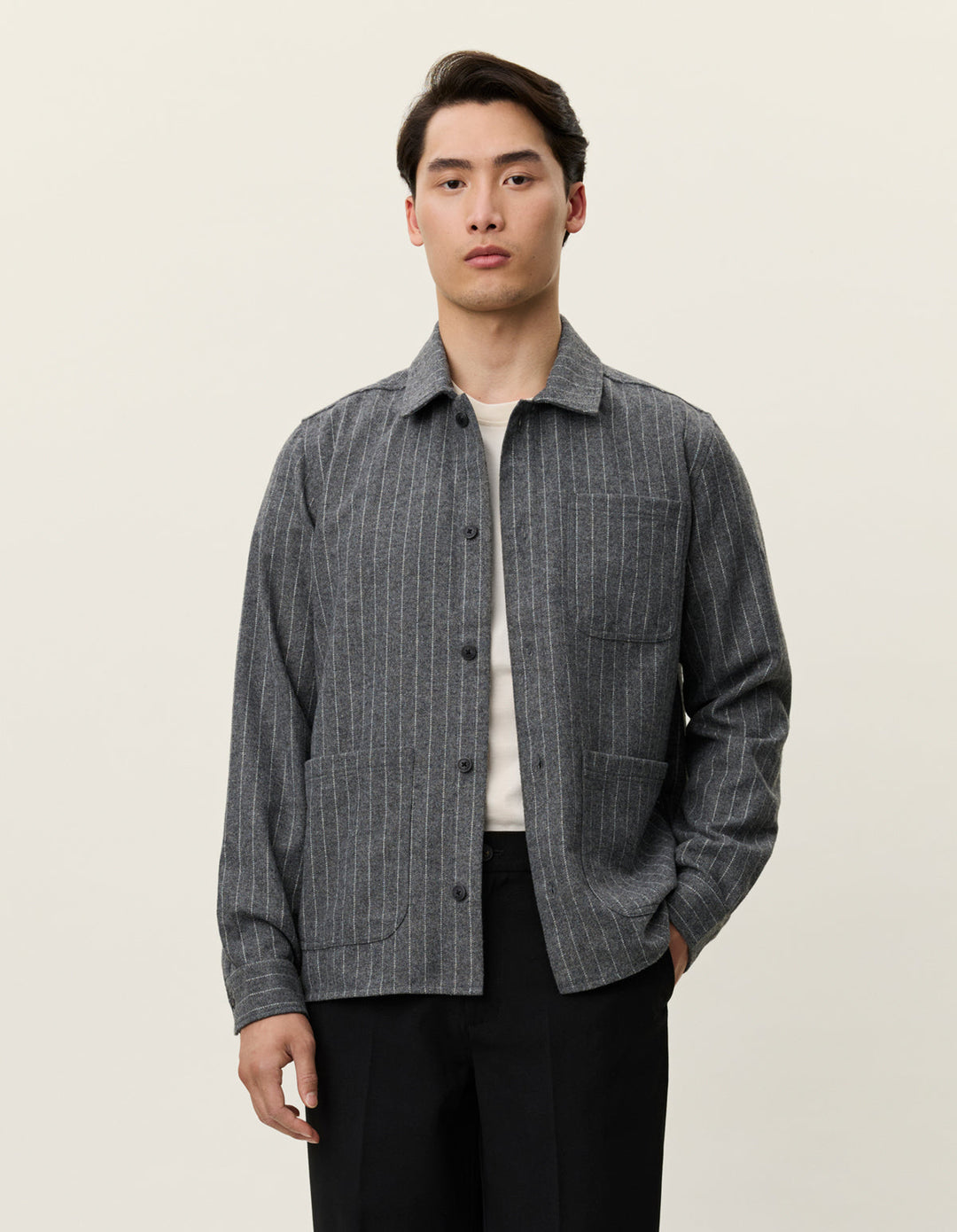Layton Pinstripe Mouliné Overshirt