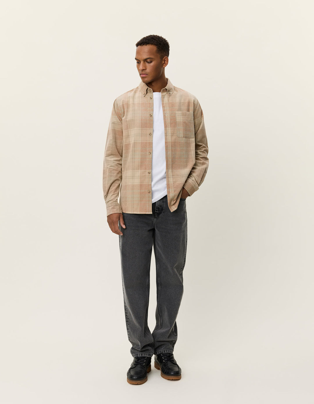 Kash Check Corduroy Shirt | Dark Sand