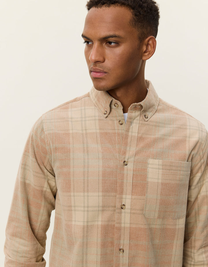 Kash Check Corduroy Shirt | Dark Sand