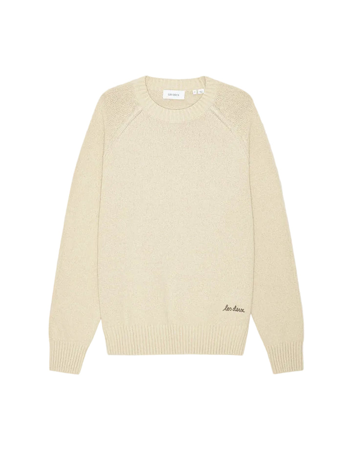 Brad Roundneck Knit | Oyster Gray White