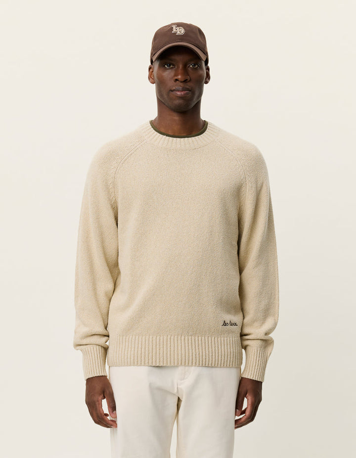 Brad Roundneck Knit | Oyster Gray White