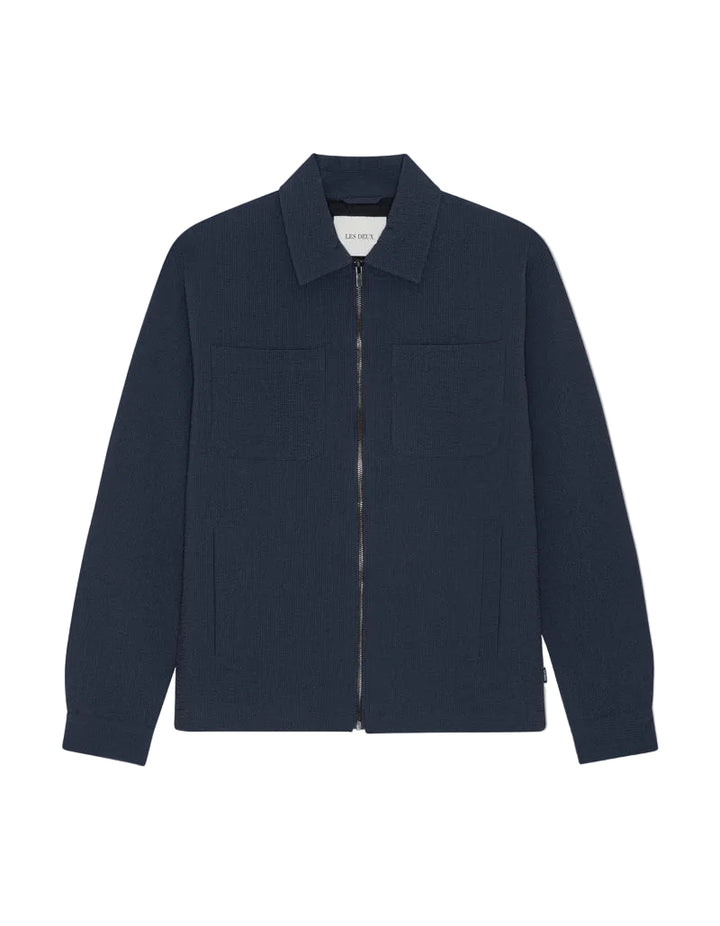 Marseille Seersucker Zipper Jacket | Dark Navy