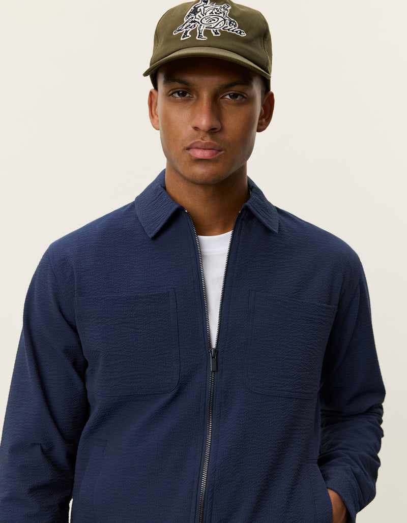 Marseille Seersucker Zipper Jacket | Dark Navy