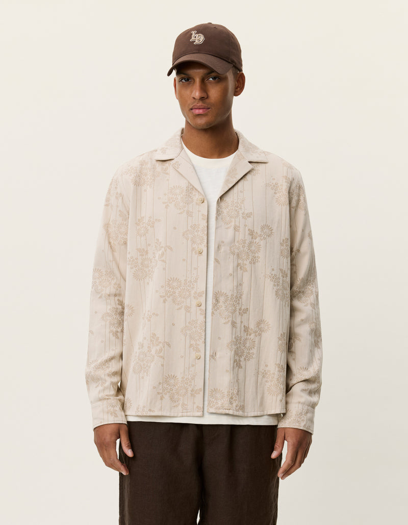 Jasper Flower Jacquard Shirt | Oyster Gray White