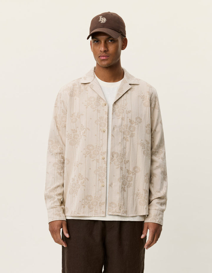 Jasper Flower Jacquard Shirt | Oyster Gray White