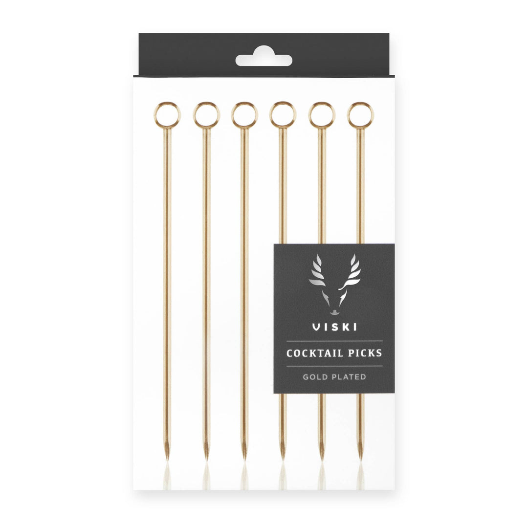 Belmont™ Reusable Gold-Plated Cocktail Picks - Set of 6