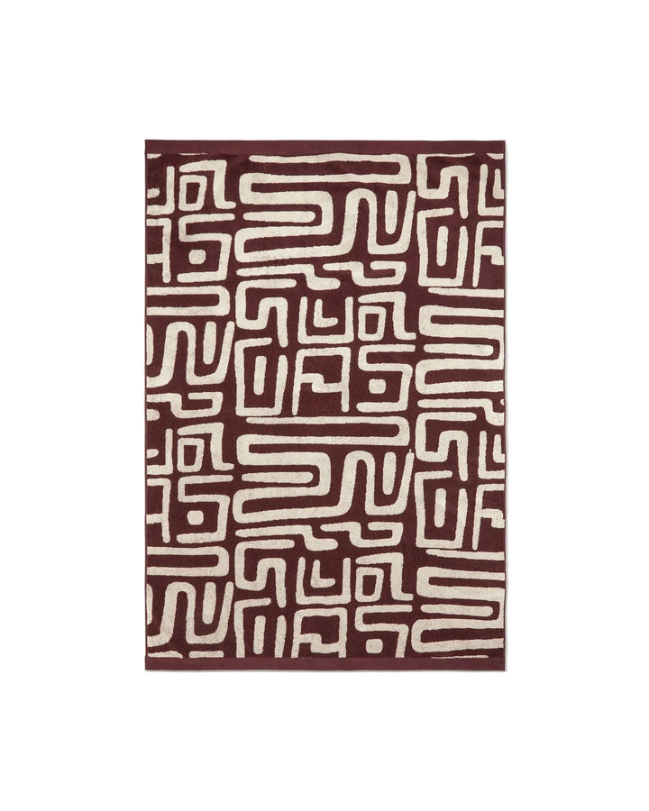 Kalahara Towel | Burgundy & Beige