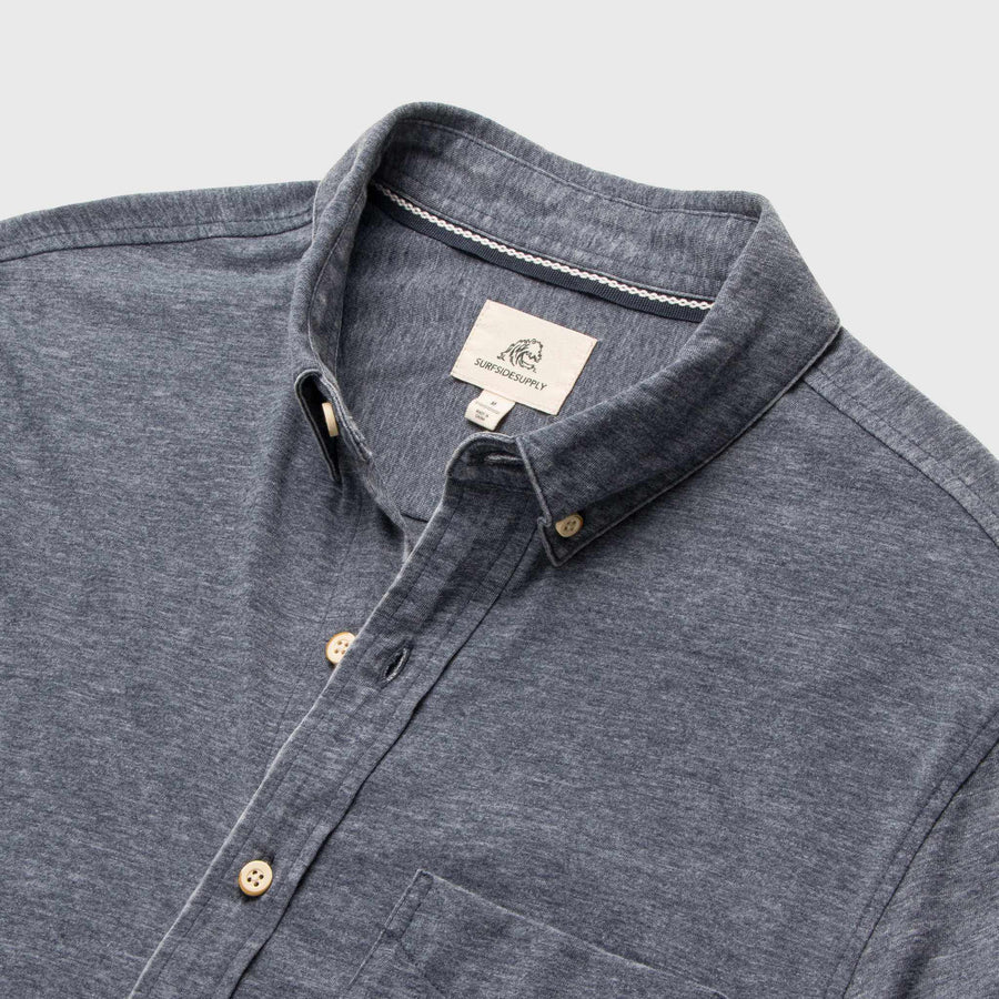 Tony Short Sleeve Burnout Knit Shirt | Navy Blazer