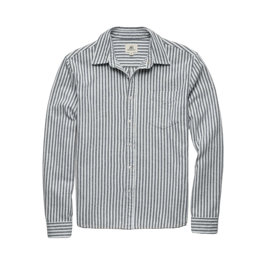 Brian Brushed Twill Stripe Shirt | Navy