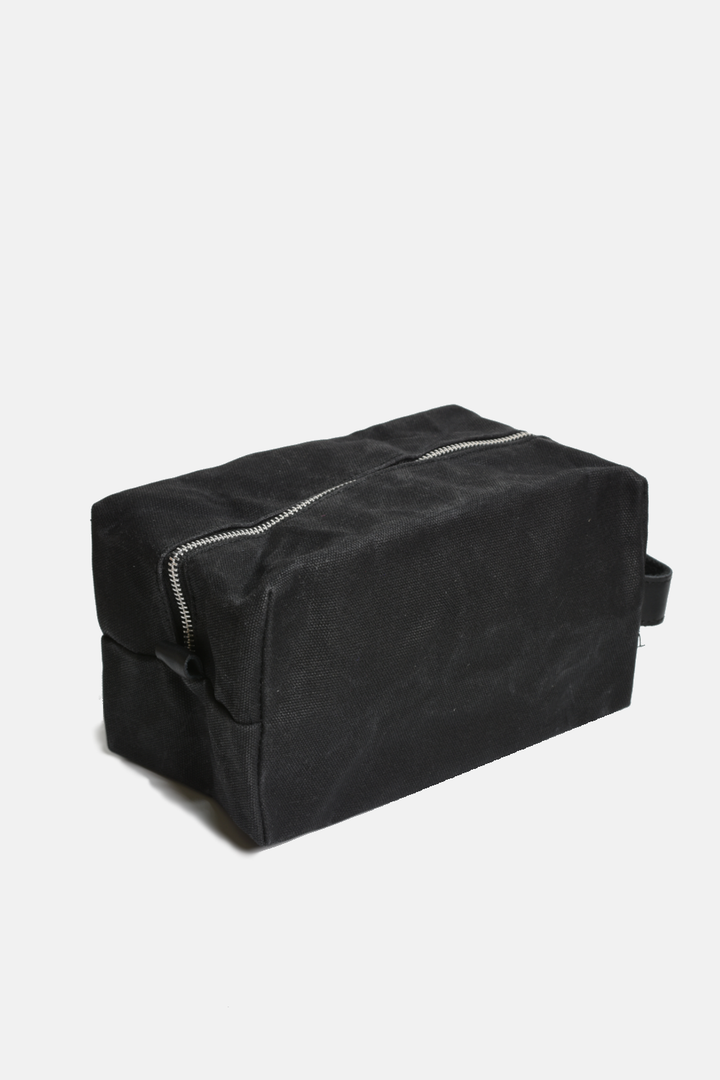 Waxed Cotton Dopp Kit Toiletry Bag | Black