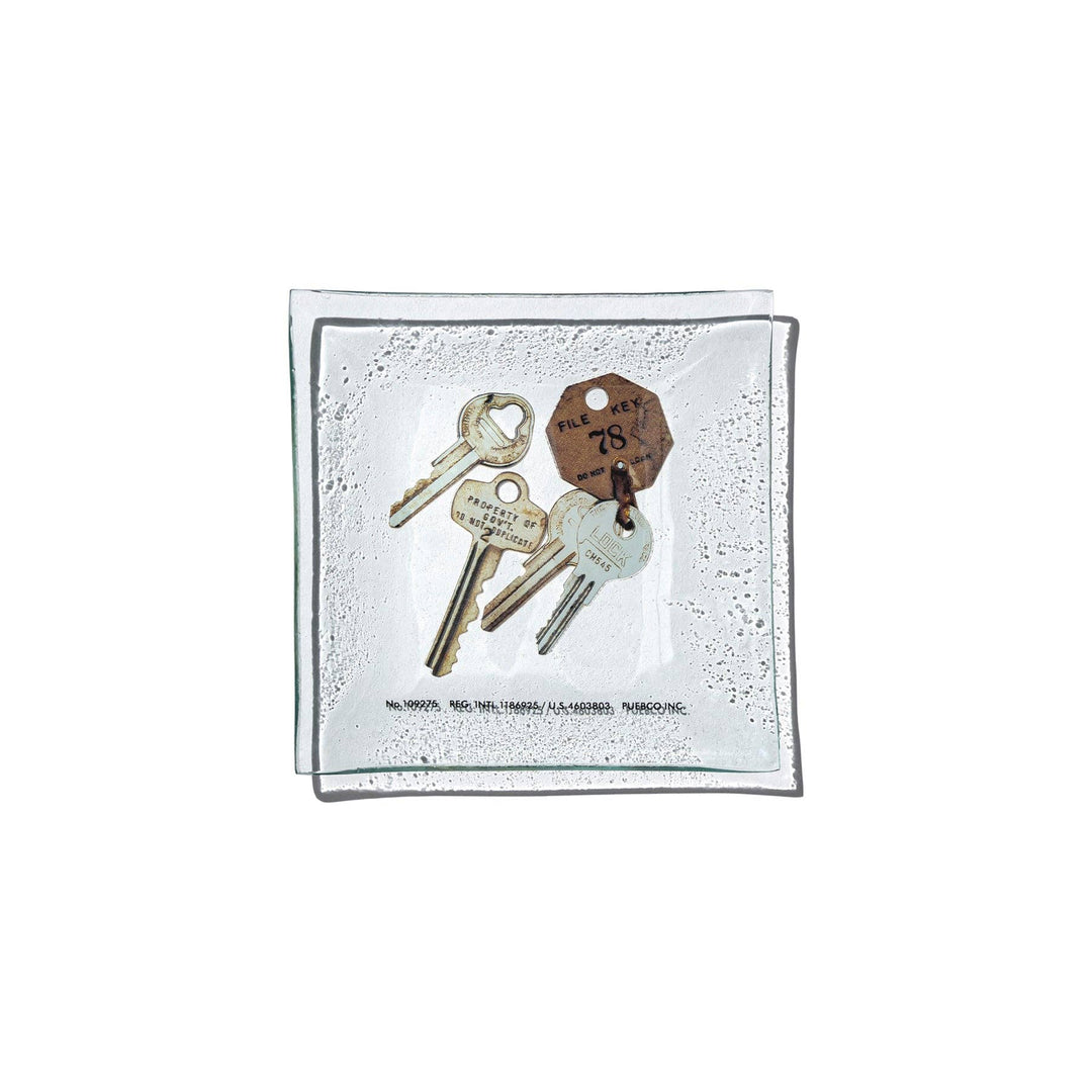 Key Skeleton Printed Glass Tray