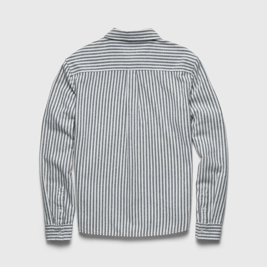 Brian Brushed Twill Stripe Shirt | Navy
