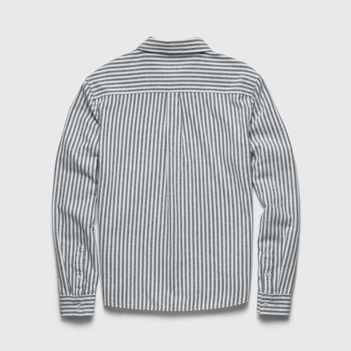 Brian Brushed Twill Stripe Shirt | Navy
