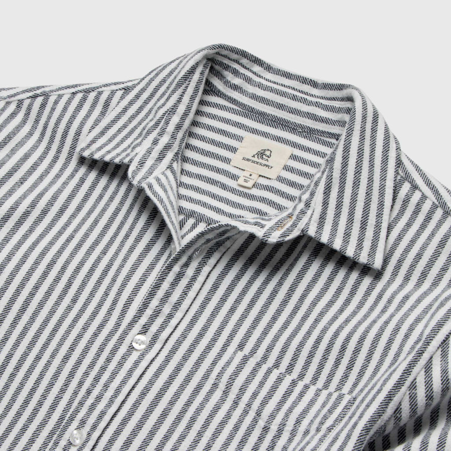 Brian Brushed Twill Stripe Shirt | Navy