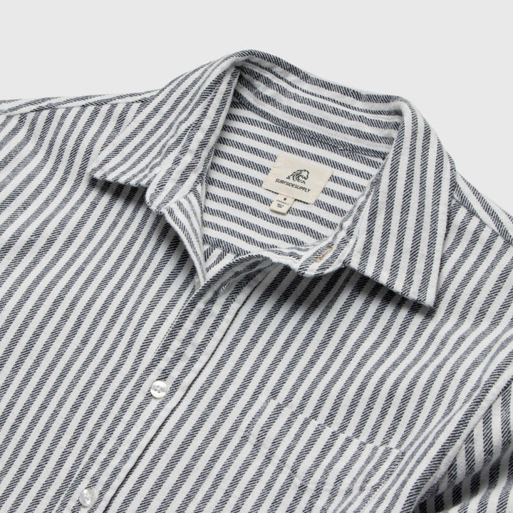 Brian Brushed Twill Stripe Shirt | Navy