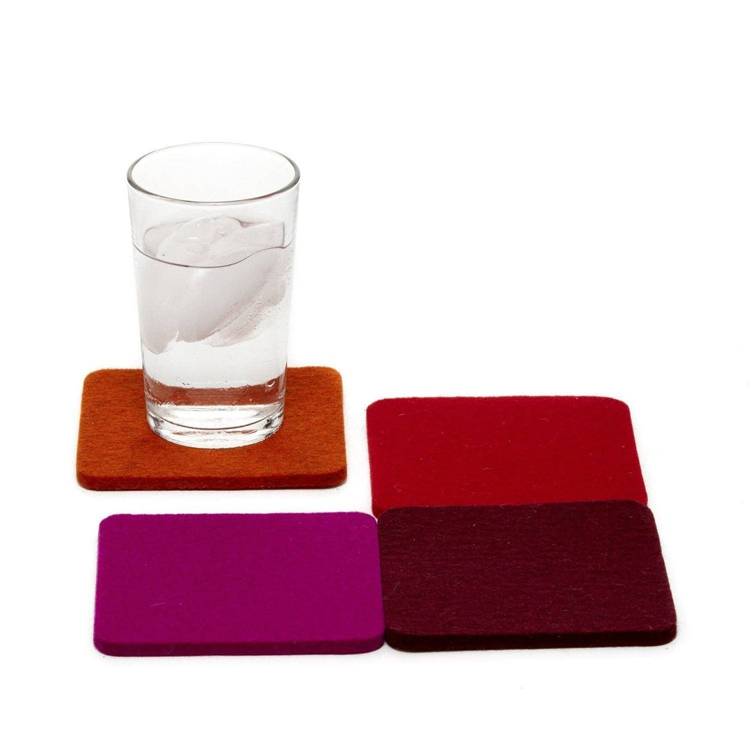 Bierfilzl Merino Wool Felt Square Coaster Multi 4 Pack