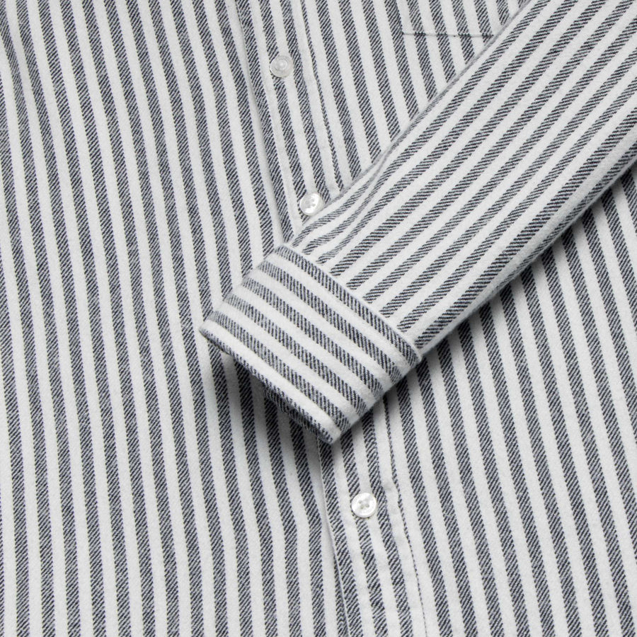 Brian Brushed Twill Stripe Shirt | Navy