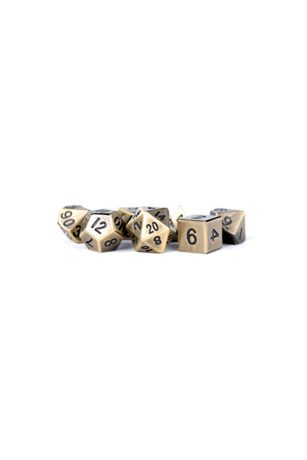 16mm Metal Polyhedral Dice Set - Antique Gold