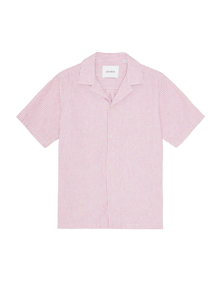 Lukas Stripe Cotton Linen SS Shirt | Crocus Pink