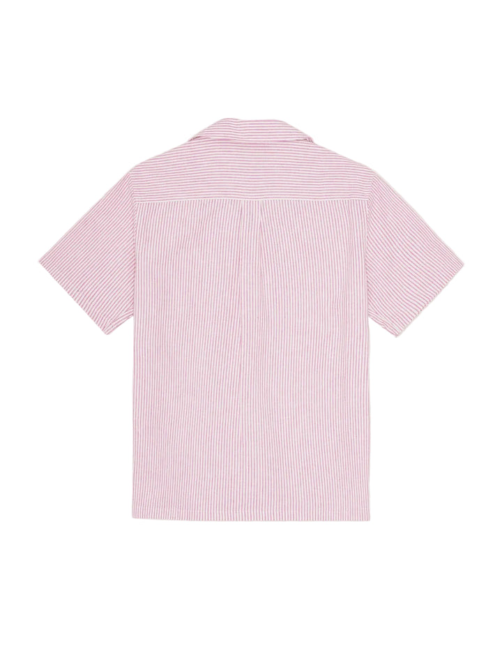 Lukas Stripe Cotton Linen SS Shirt | Crocus Pink