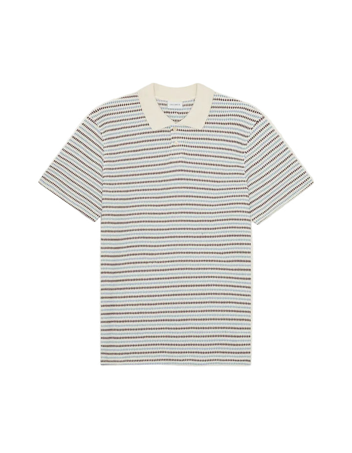 Knitted Stripe Polo | Eggnog White