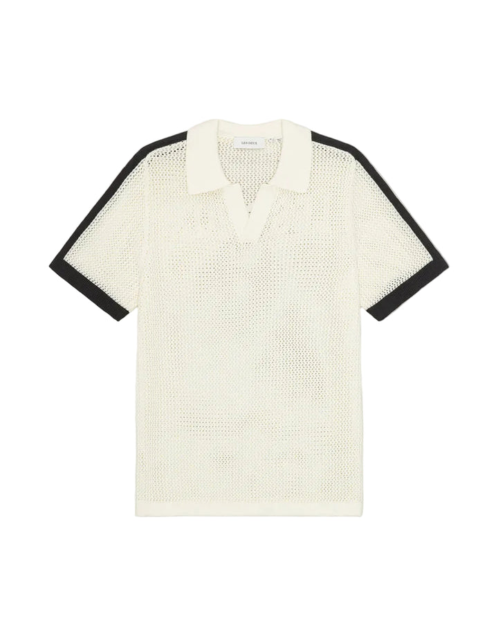 Logo Grid Knitted Polo | Light Ivory