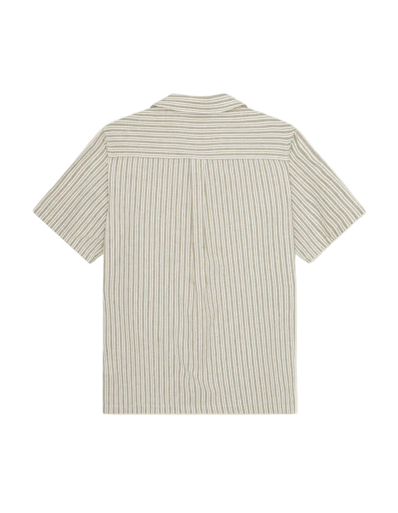 Stripe Cotton Linen SS Shirt | Dark Sand